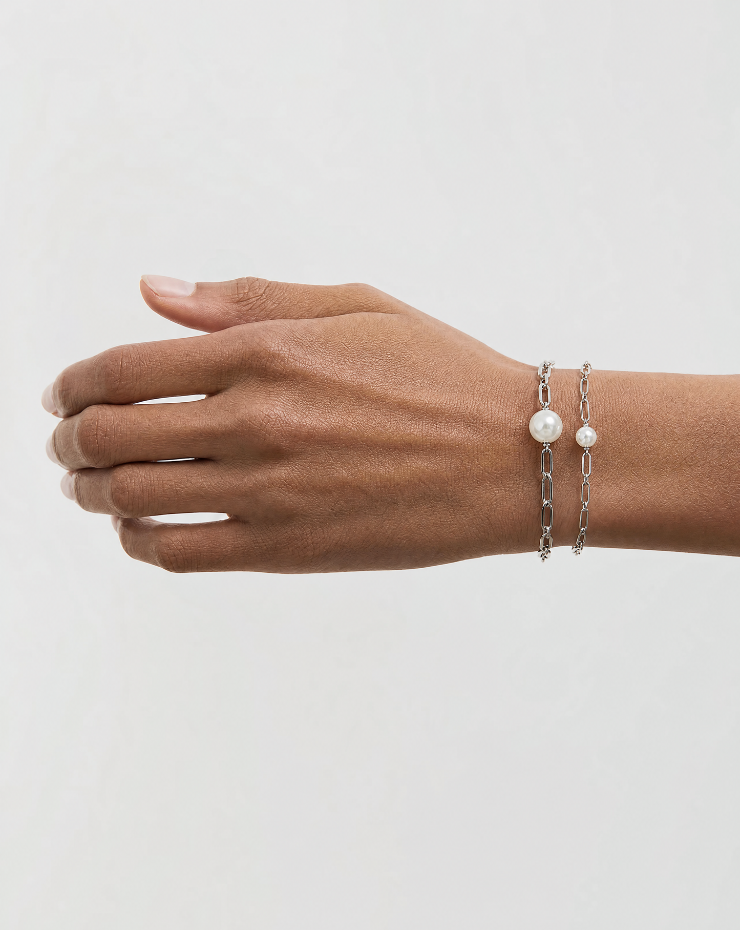 Silberarmband mit Gliedern und 6-mm-Perle Links