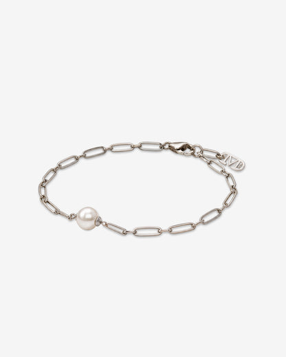 Pulsera Plata Eslabones y Perla 6 mm. Links