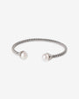 Brazalete Plateado con Perlas Blancas Twist