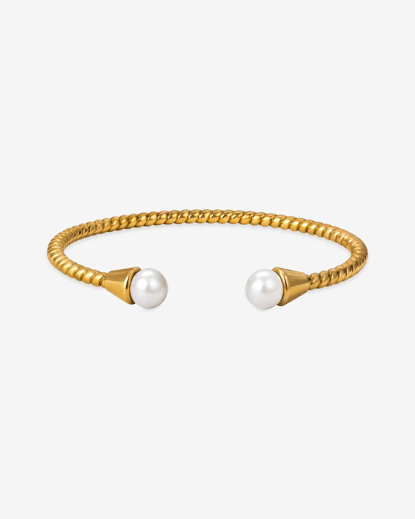 Brazalete Dorado con Perlas Blancas Twist