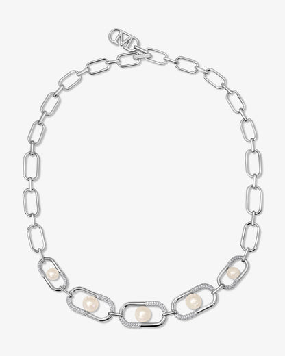 Gliederkette aus Silber mit Perlen und Logo Libre