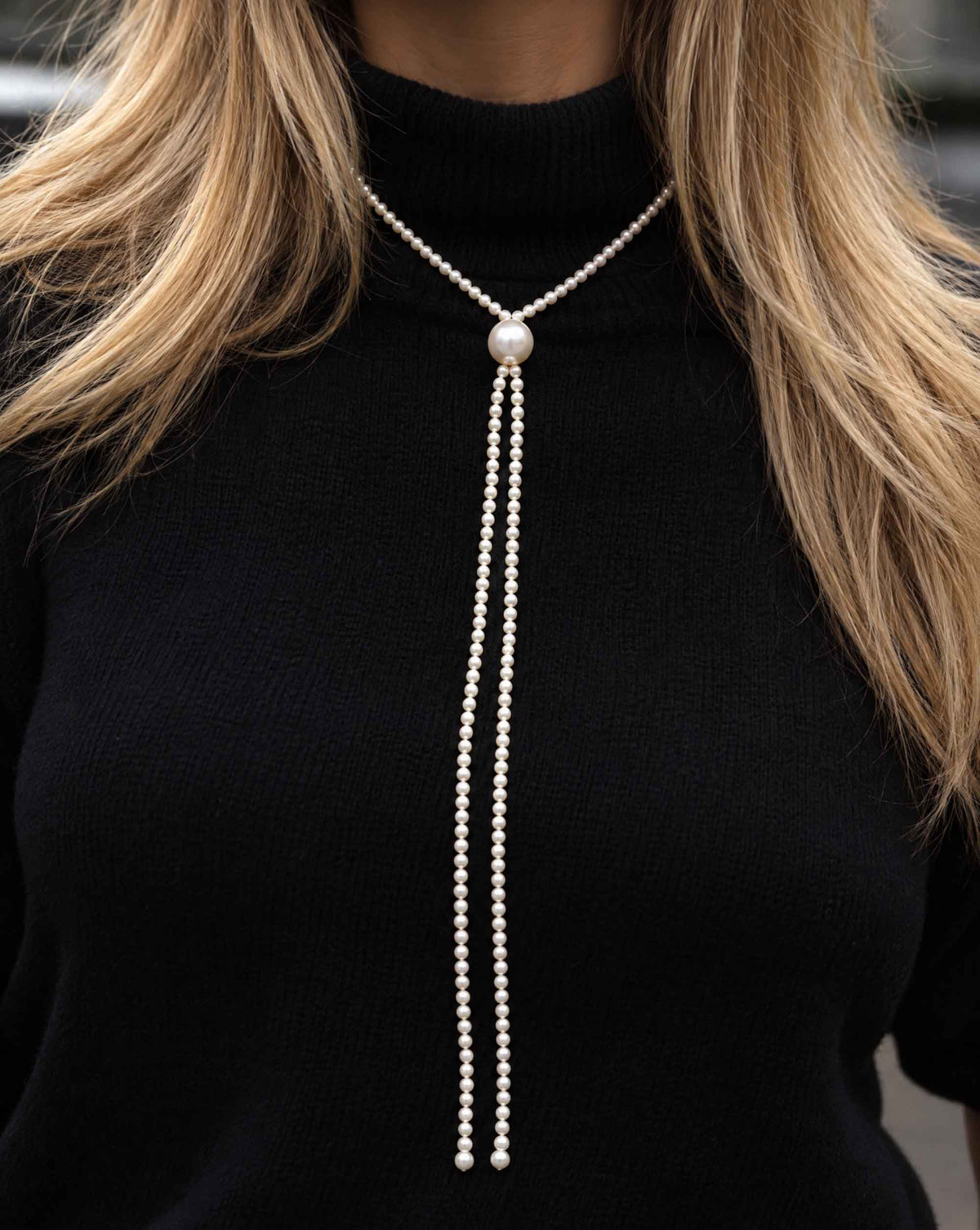 Collar corbatero de perlas Lune