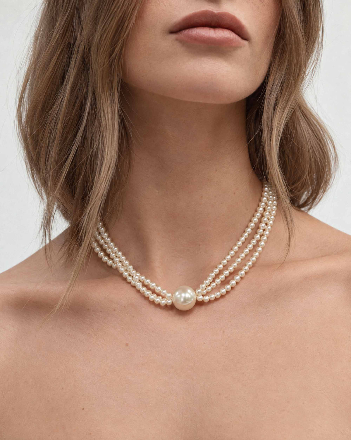 Collar de múltiples hileras de perlas Lune