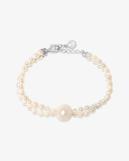 Armband mit zwei Reihen aus Perlen Lune