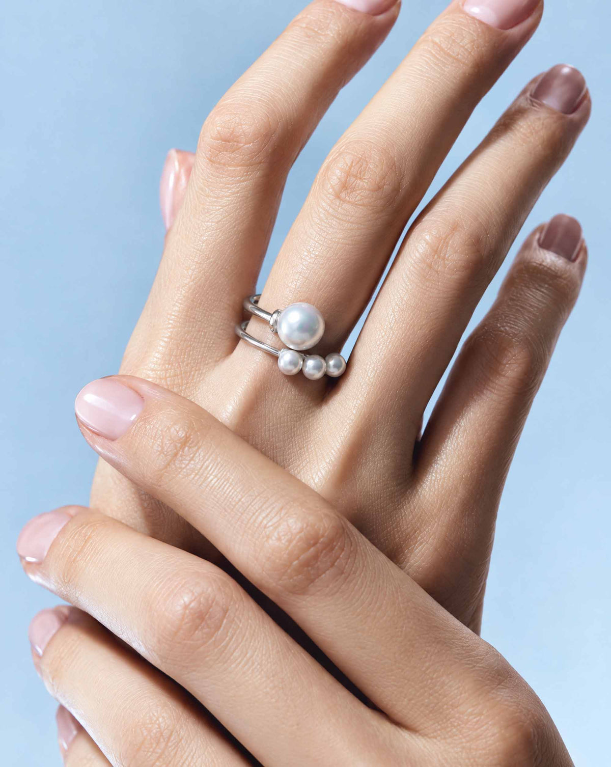Anillo doble de perlas Lune