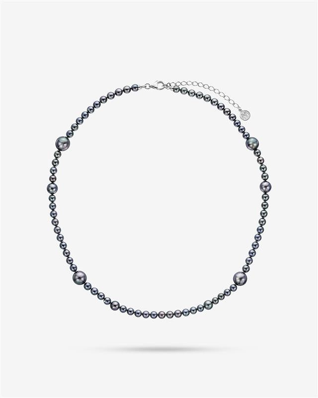 Necklace, grey pearl, Essence