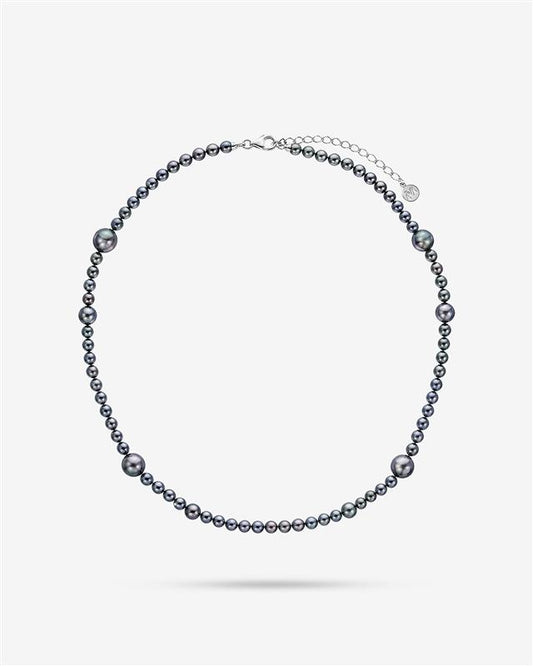 Necklace, grey pearl, Essence