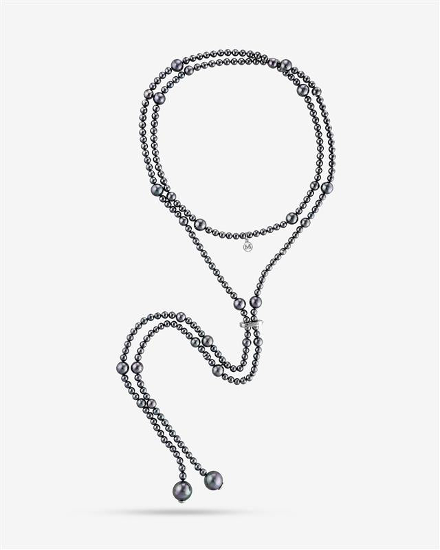 Long necklace Grey Pearl Essence