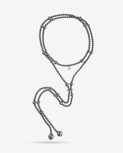 Long necklace Grey Pearl Essence
