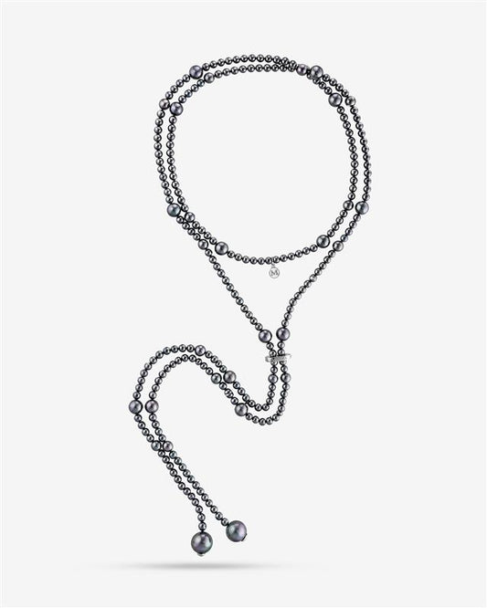 Long necklace Grey Pearl Essence