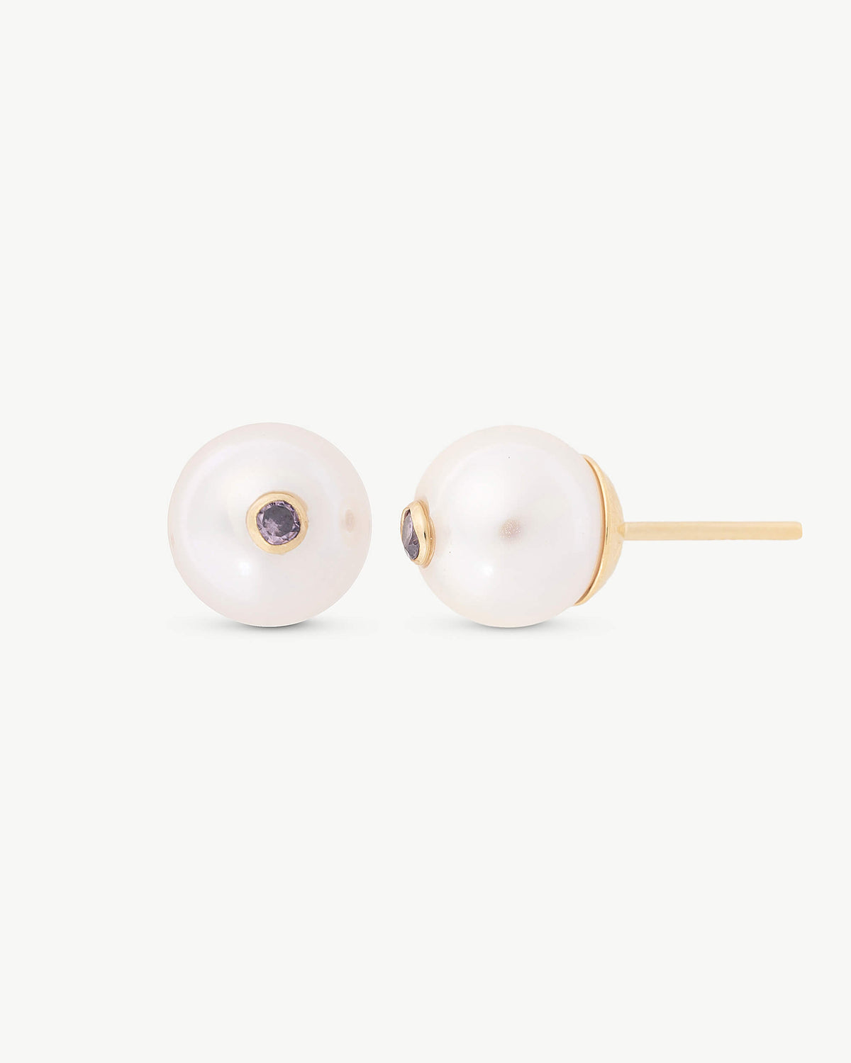 Pendientes Perla 8mm y Circonita Morado Color Pop