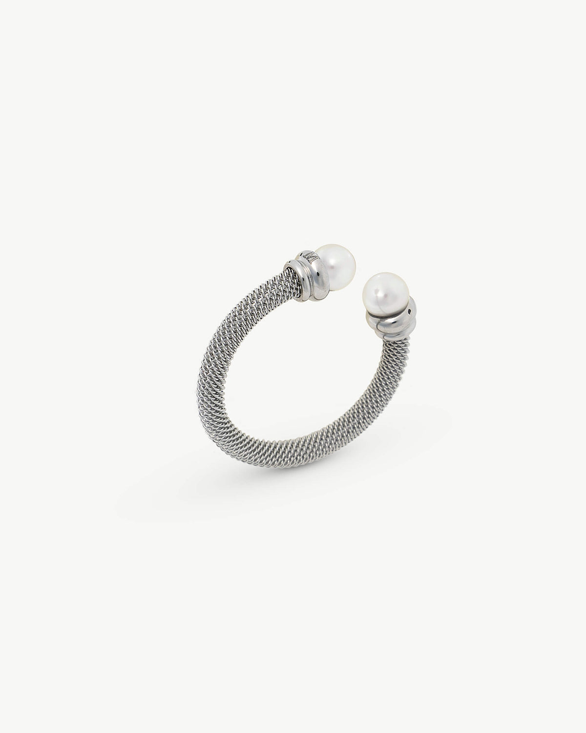 Ring mit zwei weißen Perlen Tender