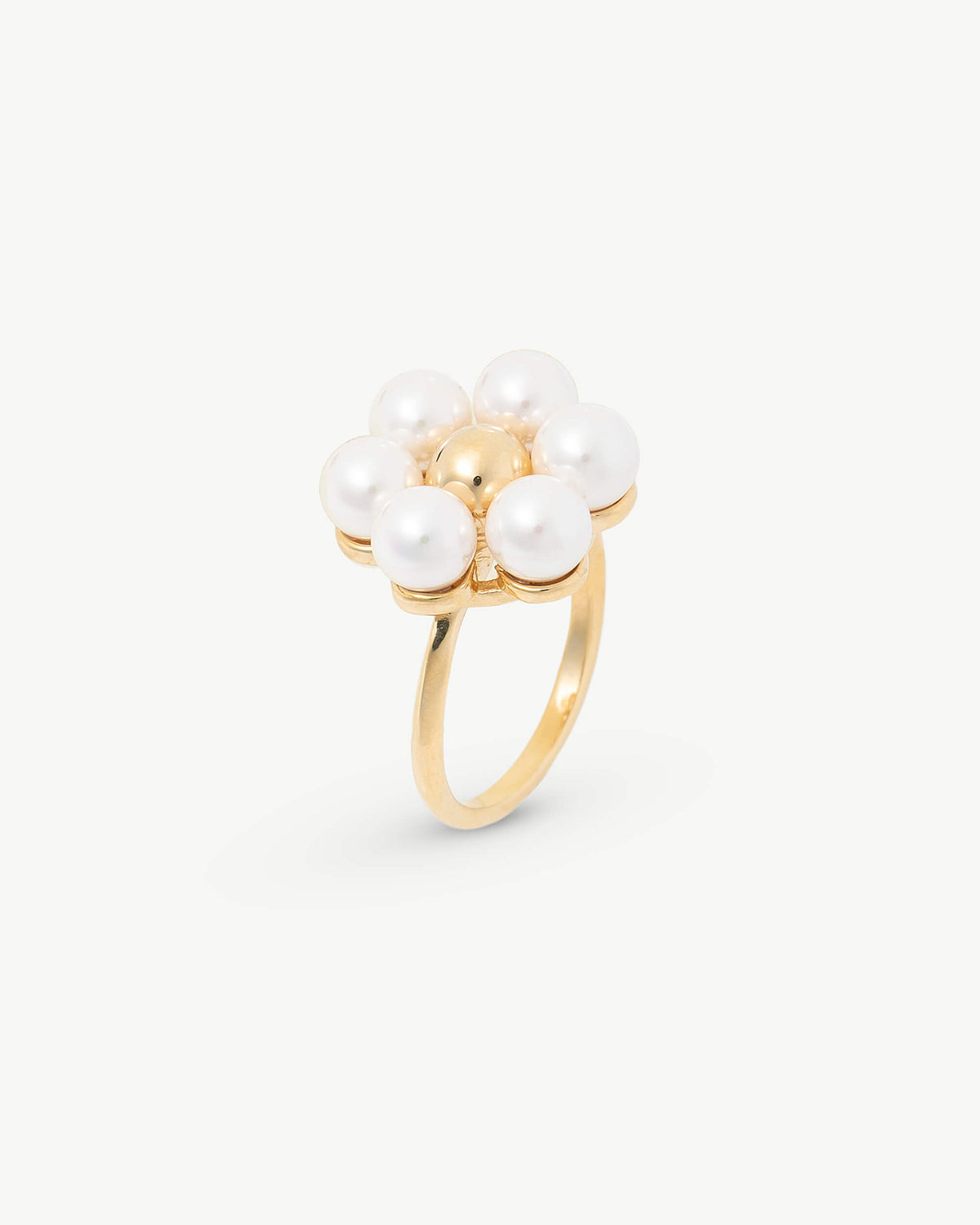 Pearl Ring Flower White Golden Kate