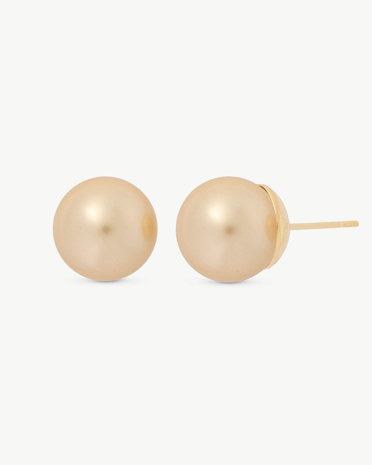 10 mm Champagner-Perlen-Goldohrringe Lyra
