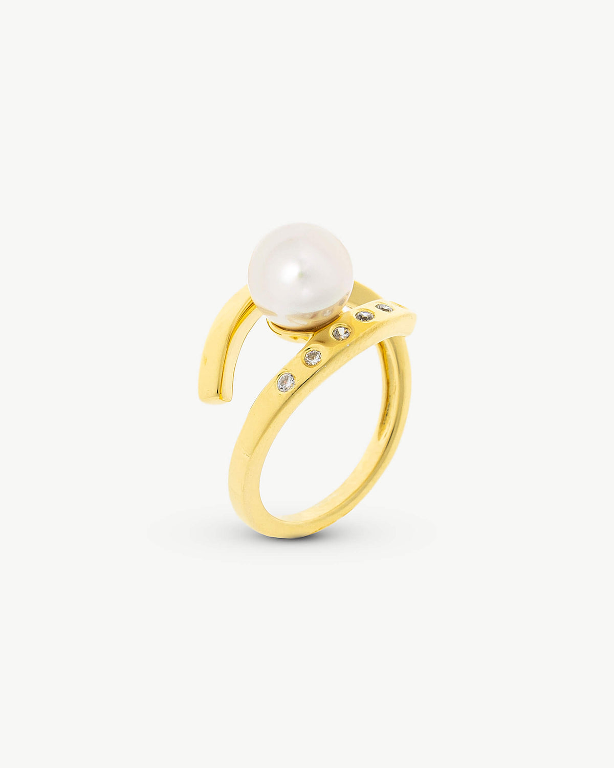 8 mm Perlen- und Zirkonia-Goldring Selene