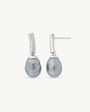Baroque Pearl Spike Earrings 8mm Grey Agora