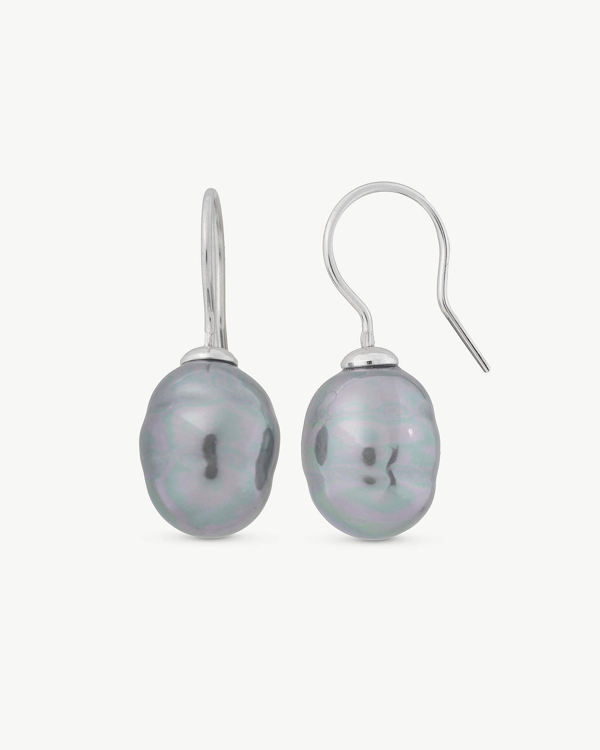 Pendientes Perla Barroca 12mm Gris Ágora