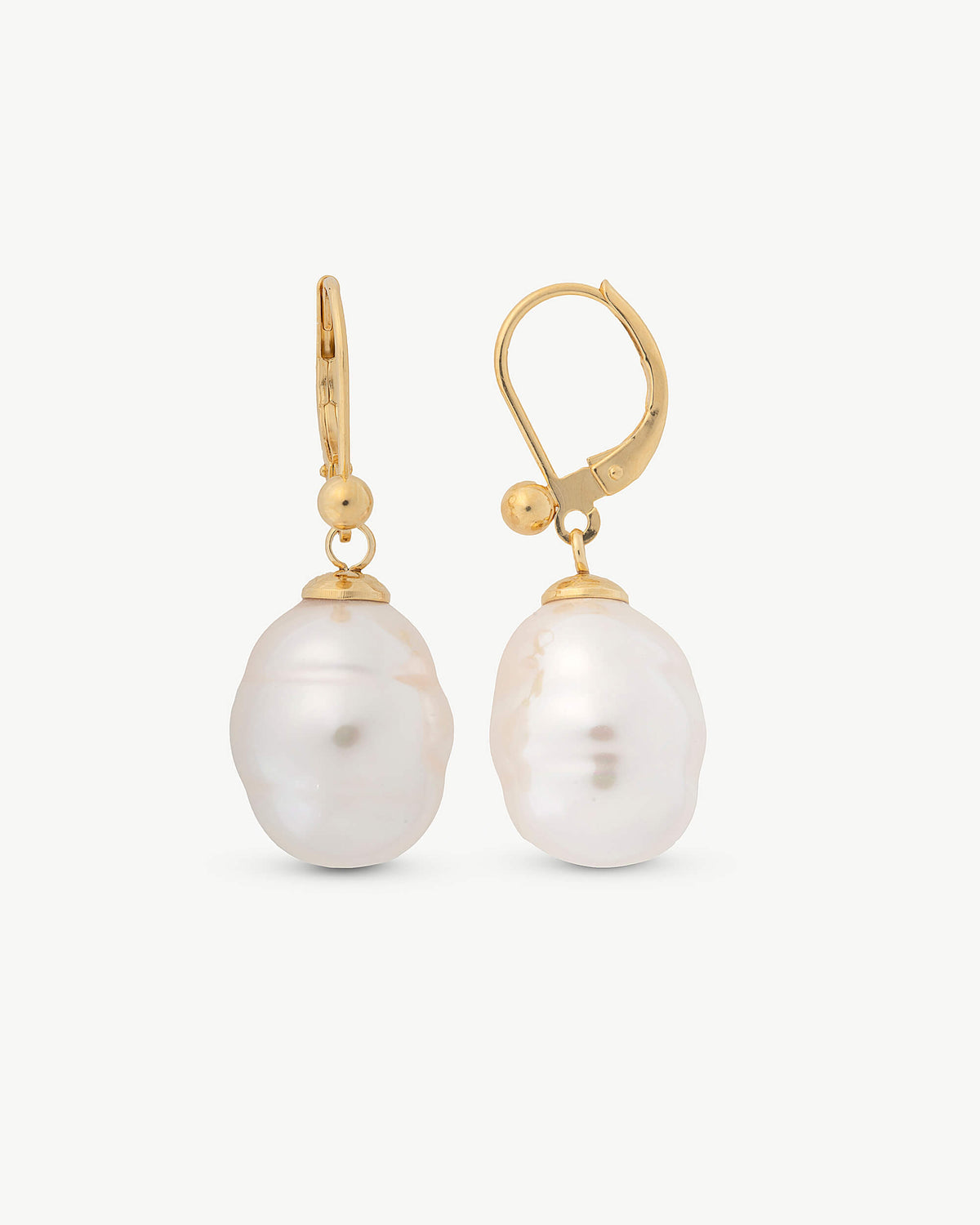 Pendientes Cortos Perla Barroca 12mm Dorados Ágora