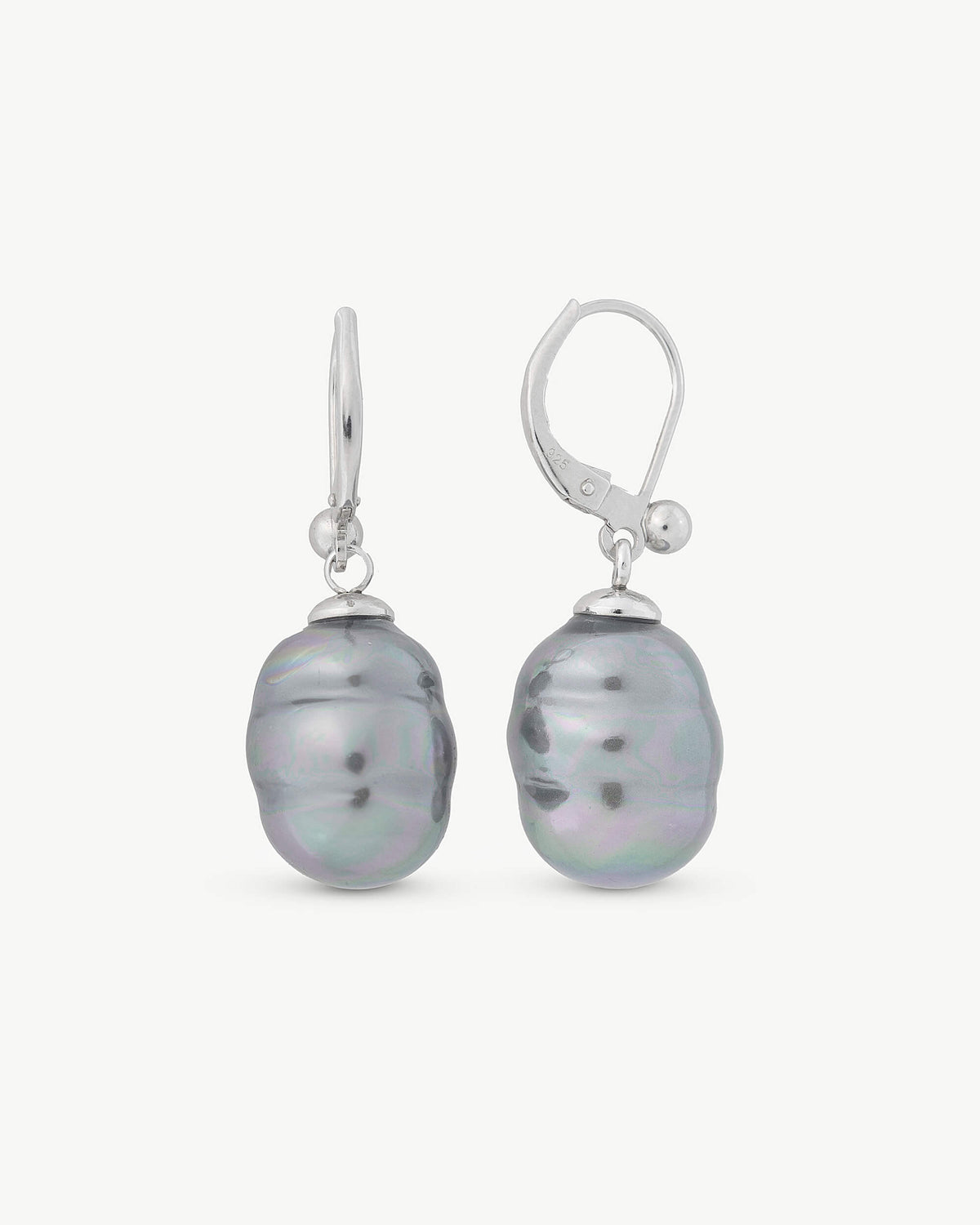 Pendientes Cortos Perla Barroca 12mm Gris Ágora