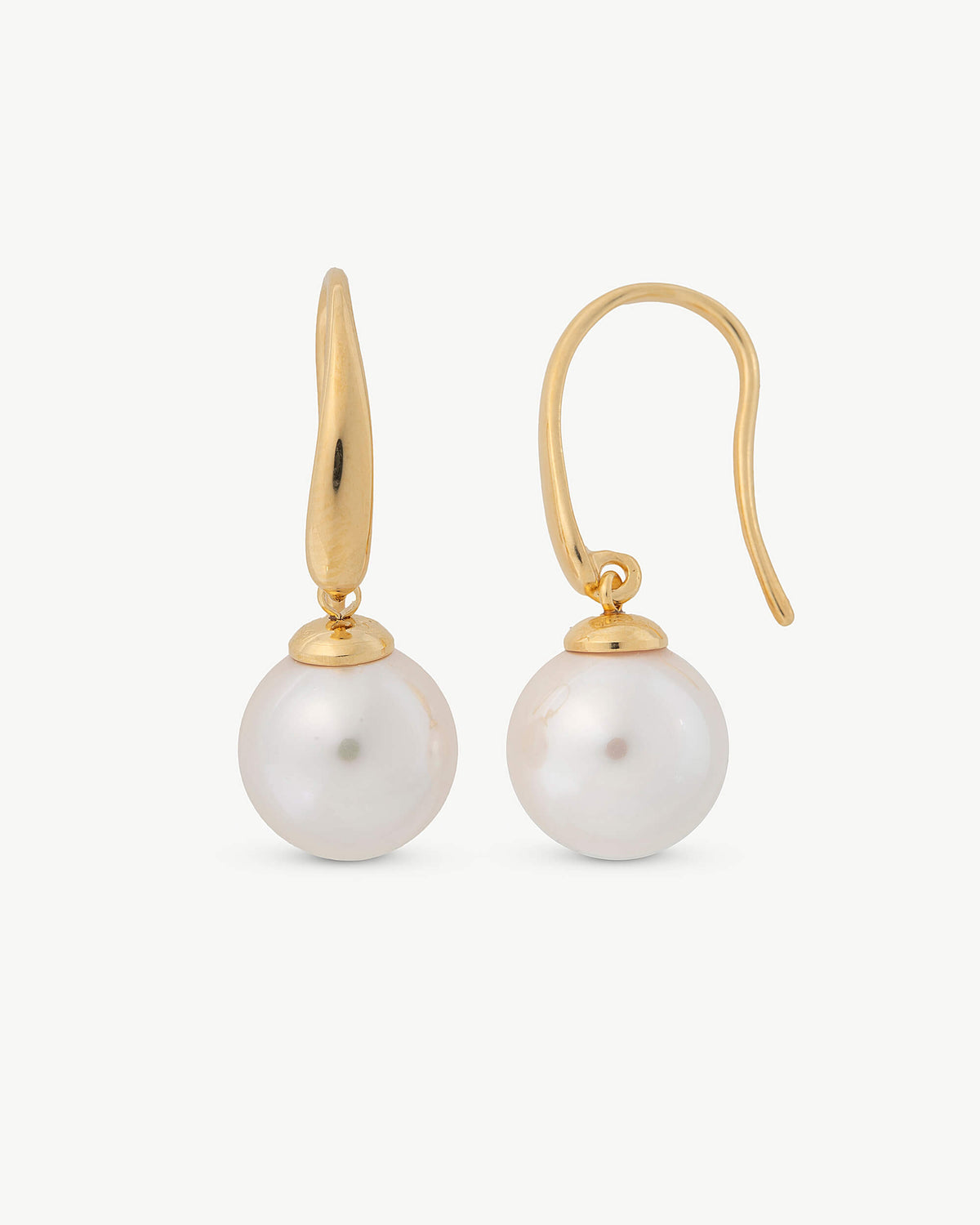 Pendientes Cortos Perla 10mm Dorados Nuada
