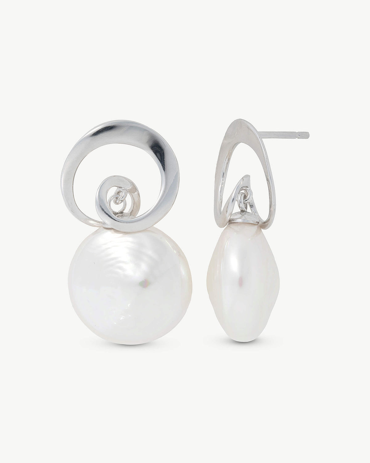 18 mm ovale Perlen-Spiralohrringe