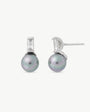 8 mm Ohrringe mit grauen Perlen und Zirkonia Selene