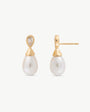 Pearl Earrings 8x10mm Golden with Zirconia Selene