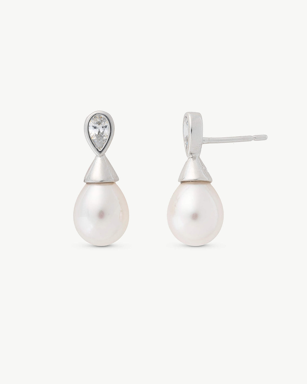 Ohrringe mit 8 x 10 mm Perlen und Zirkonia Selene