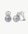 10 mm graue Perle und 3 Zirkonia Ohrringe Selene