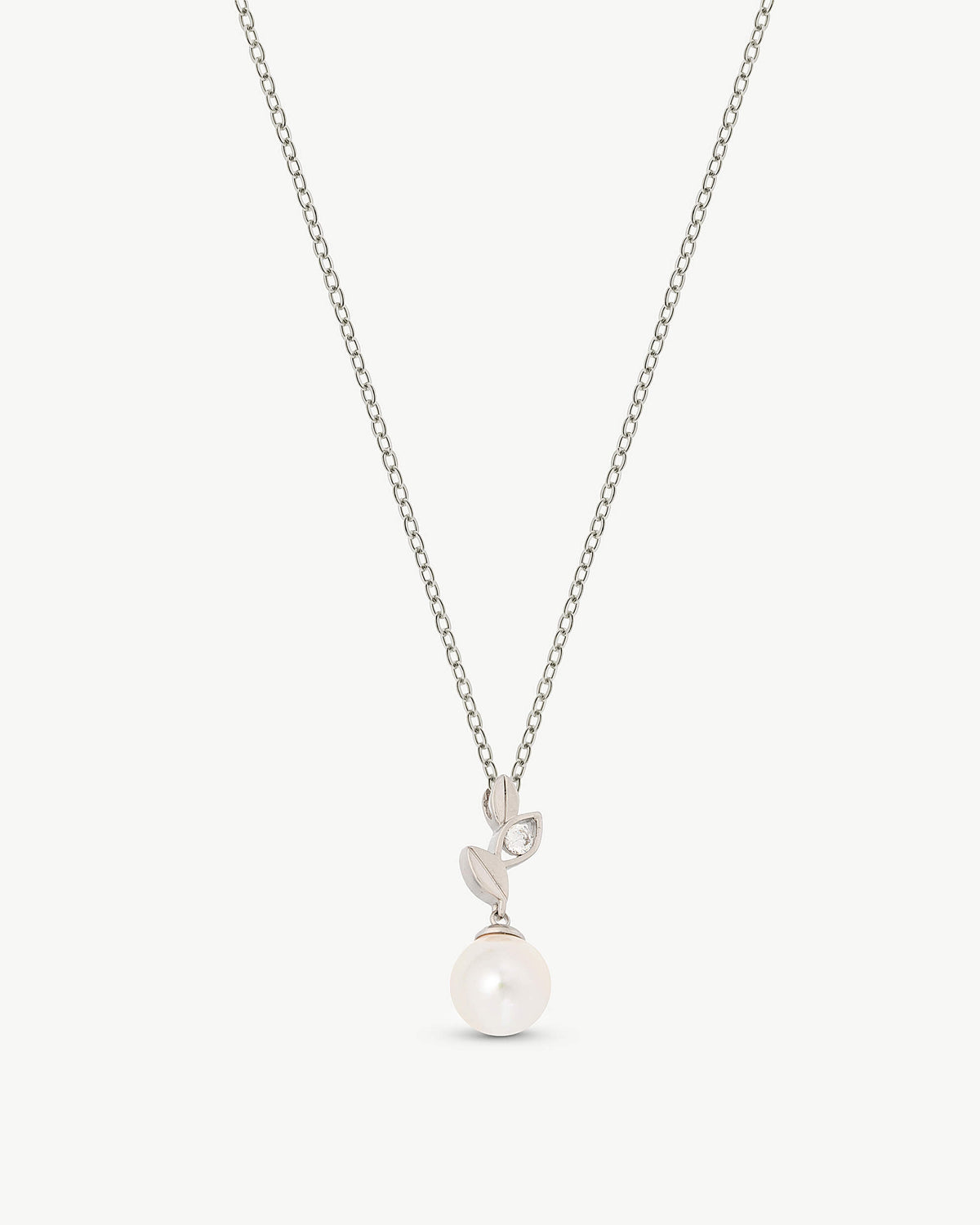 Blattkette mit 10-mm-Perle und Zirkonia Selene