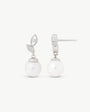 Blattohrringe mit 8-mm-Perle und Zirkonia Selene