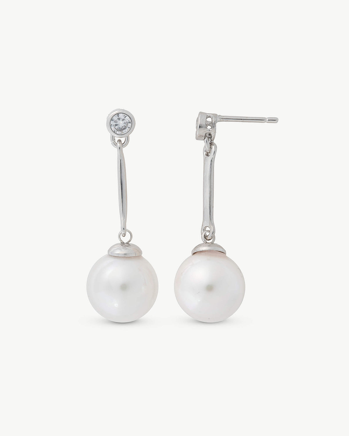 Pendientes Largos Perla 10mm y Circonita Selene