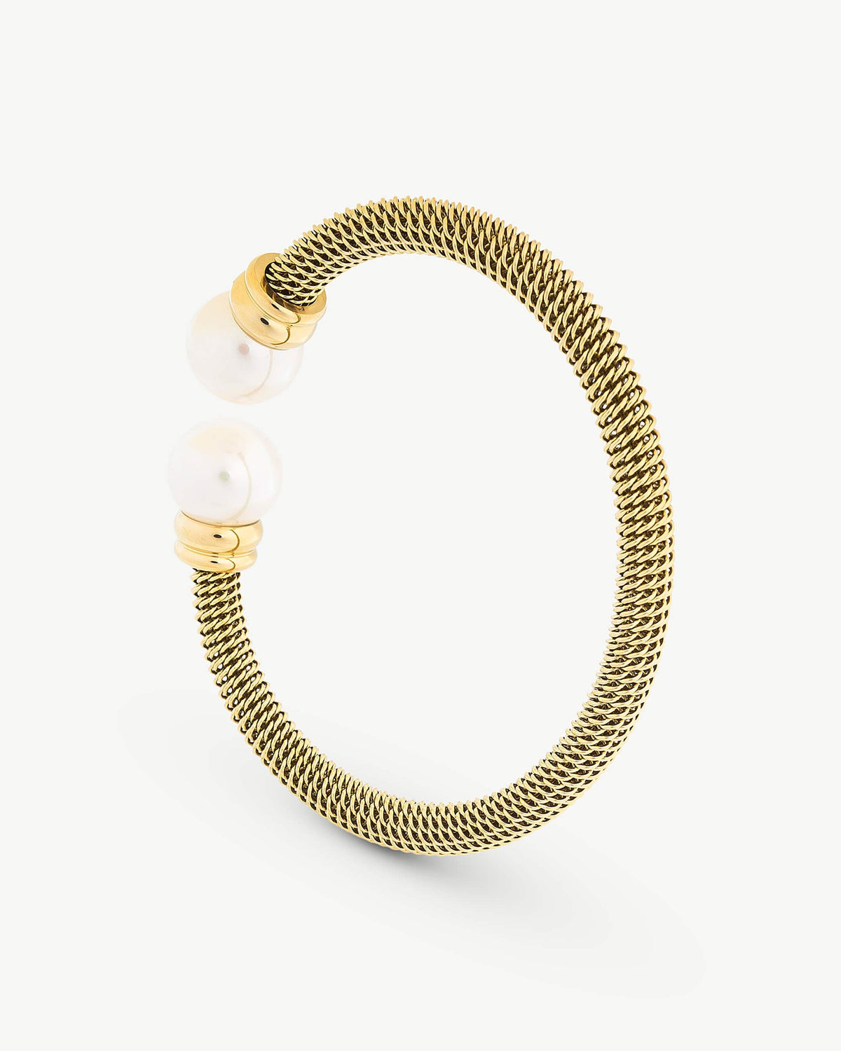 Goldenes Armband mit zwei weißen Perlen Tender