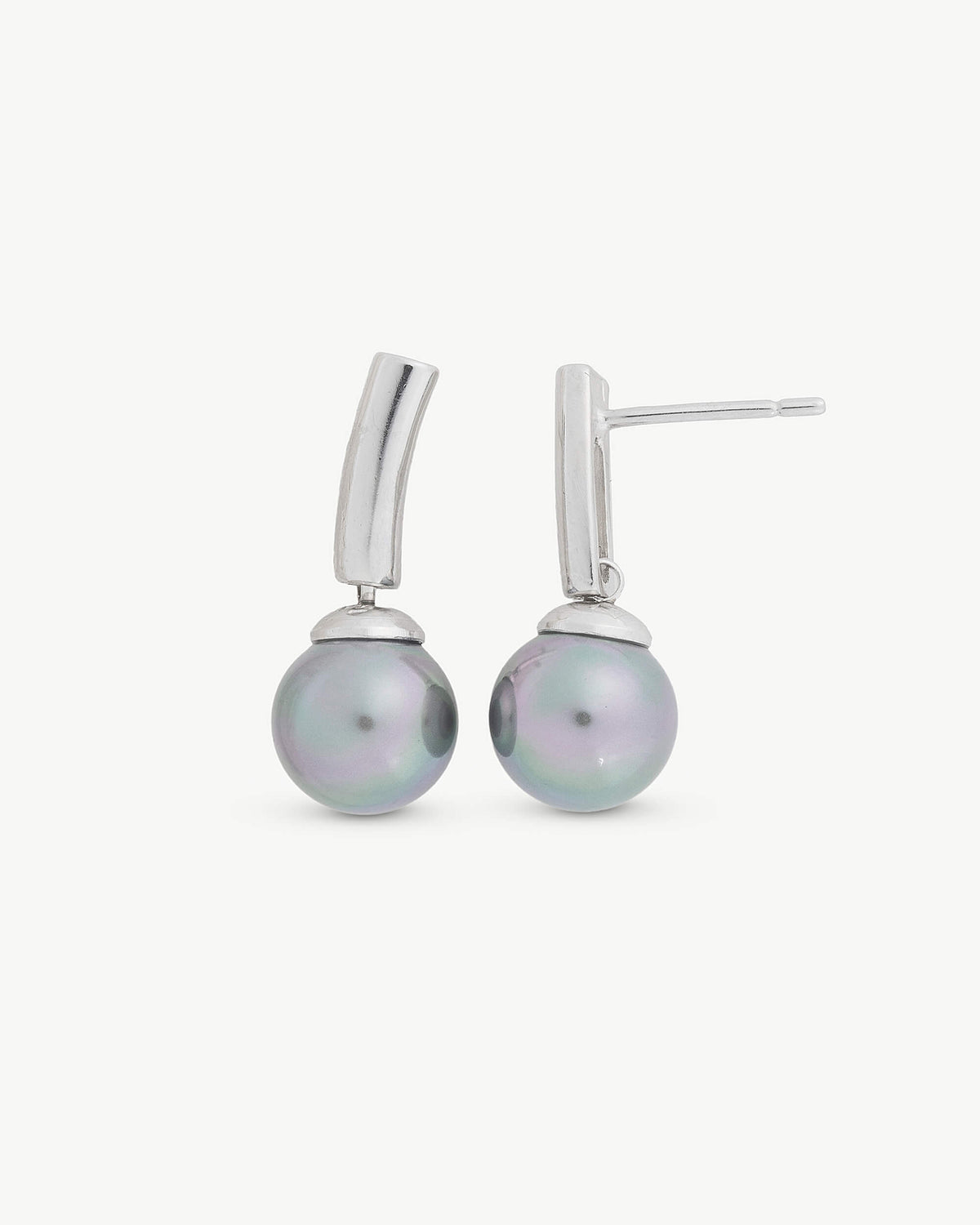 8mm Graue Perlenohrringe Espiga