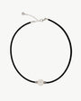 Pearl Necklace Black Leather Tilos