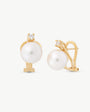 Pearl Earrings and Zirconia Golden Spike 10mm Omega Closure Selene