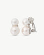 Pearl Earrings Double 8-10mm Omega Clasp Jour