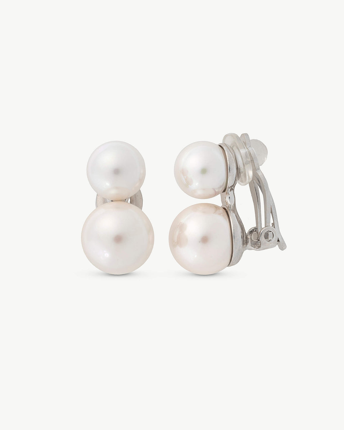Pearl Earrings Double 8-10mm Omega Clasp Jour