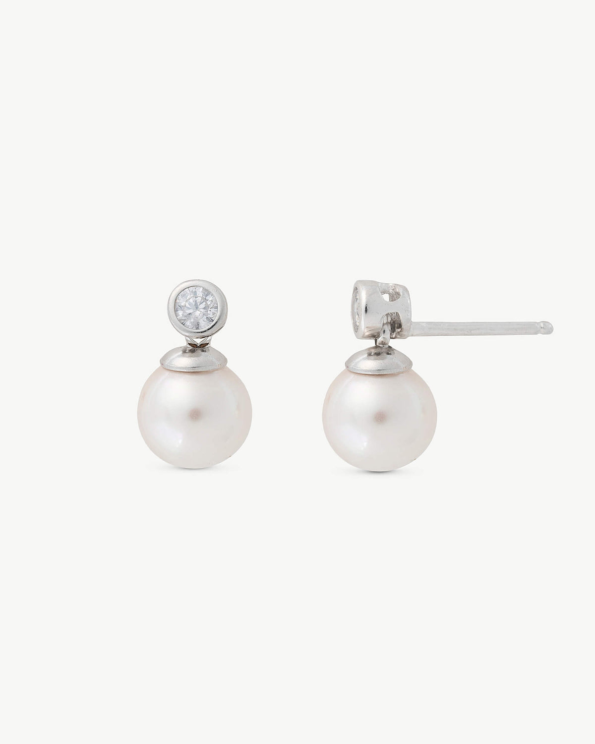 Pendientes Perla 6mm y Circonita Redonda Selene