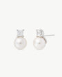 Knopfohrringe mit 10 mm Perlen und quadratischem Zirkonia Selene
