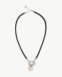 Collar Cuero y Perla Negro Sicilia