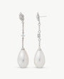 Long Pearl and Zirconia Earrings 12x20mm Exquisite