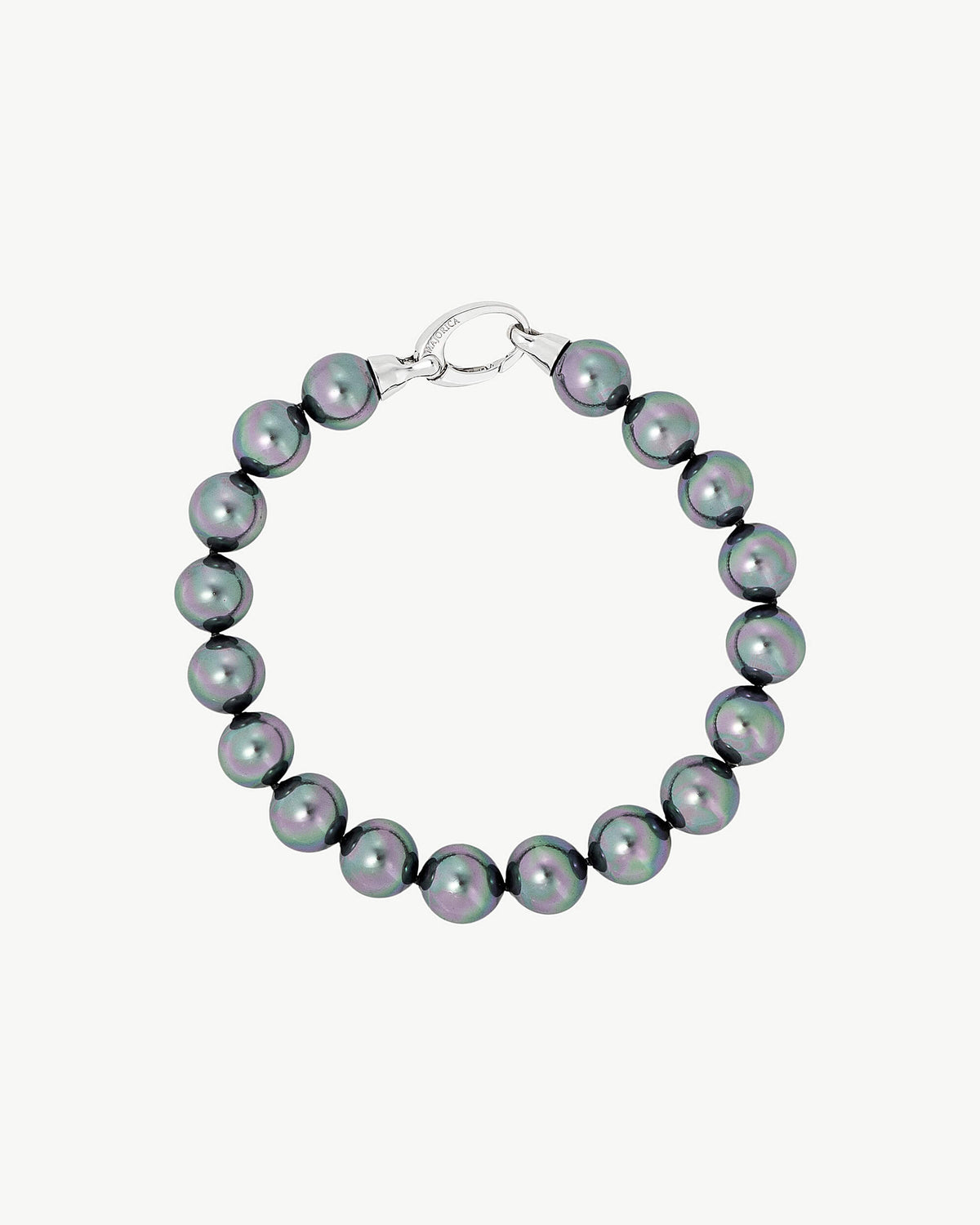 10 mm graues Perlenarmband Lyra