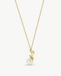 Leaf Necklace with Pearl 10mm and Zirconia Gold Selene
