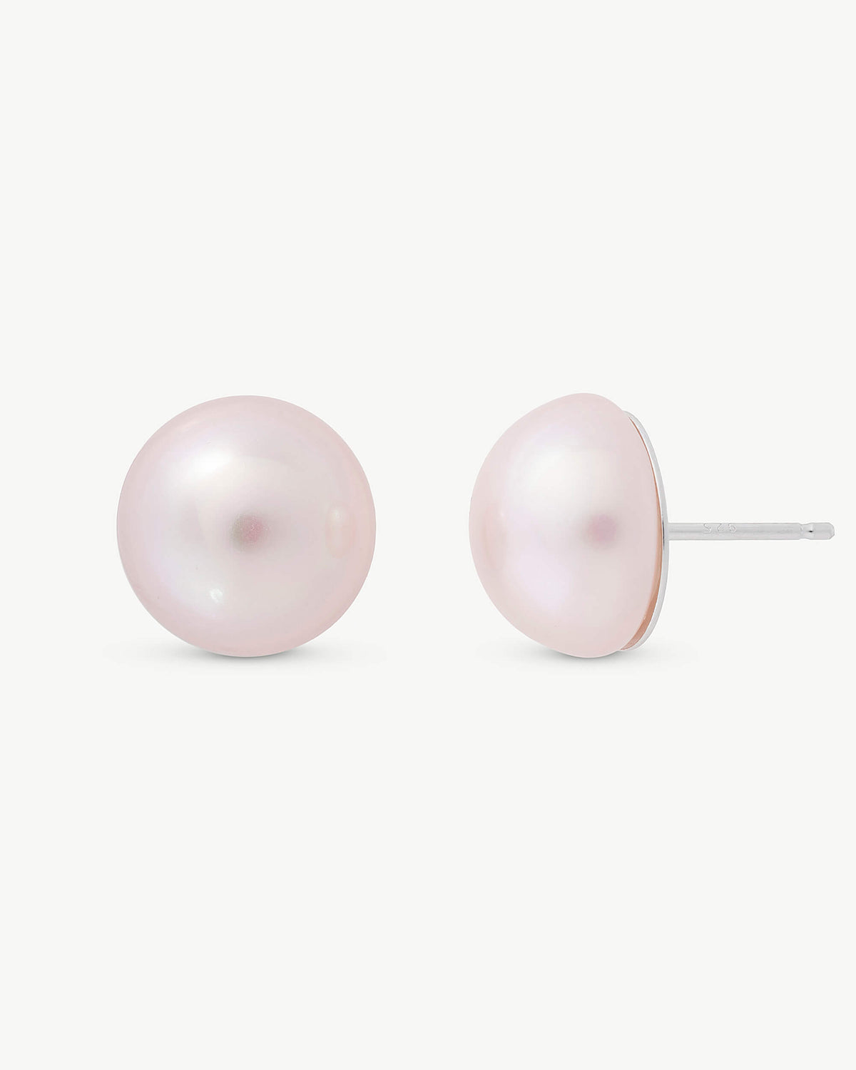 Half Pearl Earrings Pink 12mm Mabé