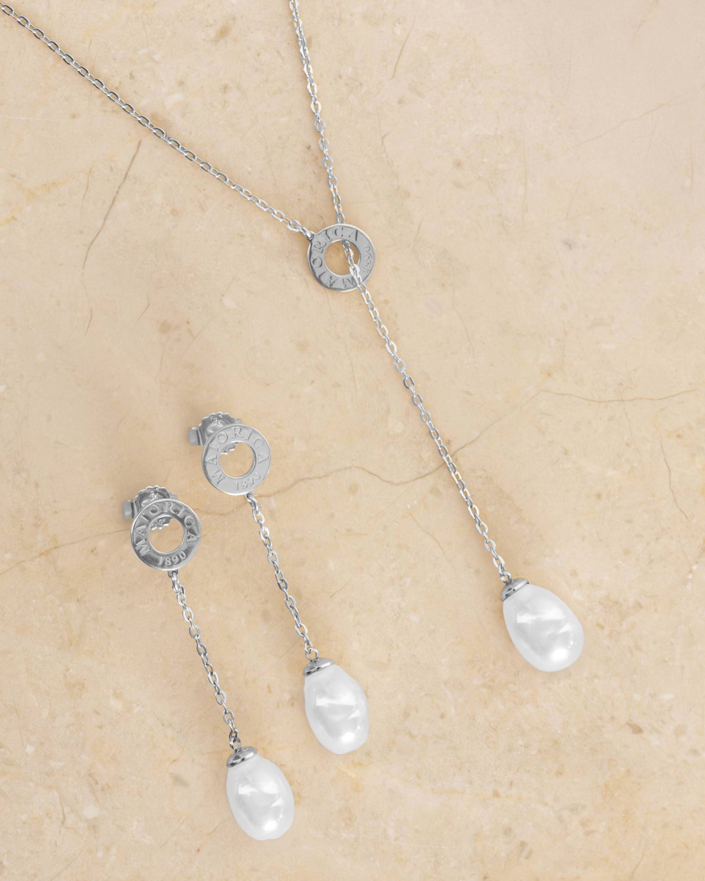 Pearl Necklace 12mm White Gold Luar