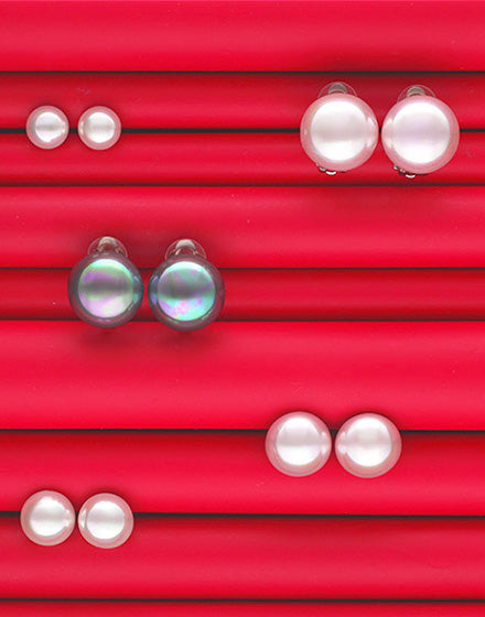 Half Pearl Earrings Pink 12mm Mabé