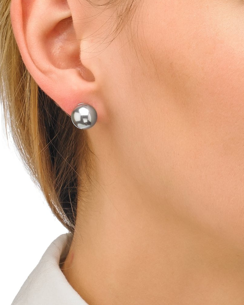 10 mm graue Perlenohrringe Lyra