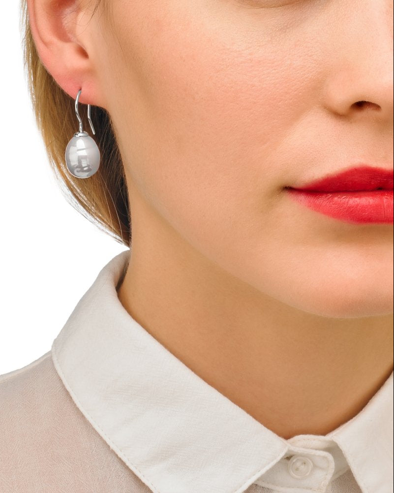 Baroque Pearl Earrings 12mm Silver Agora
