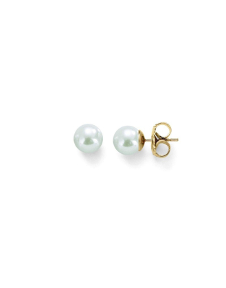 Pendientes Lyra dorados con perla blanca 6mm
